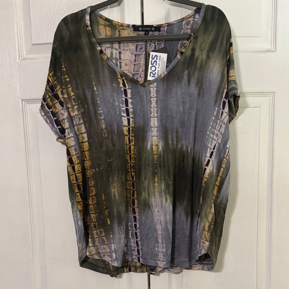 Multicolor V-Neck Women's Blouse
